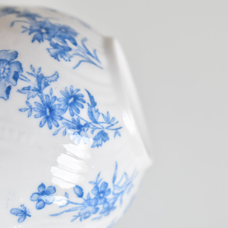 Antique Cup & Saucer Sarreguemines Perles Fleurs Bleues A