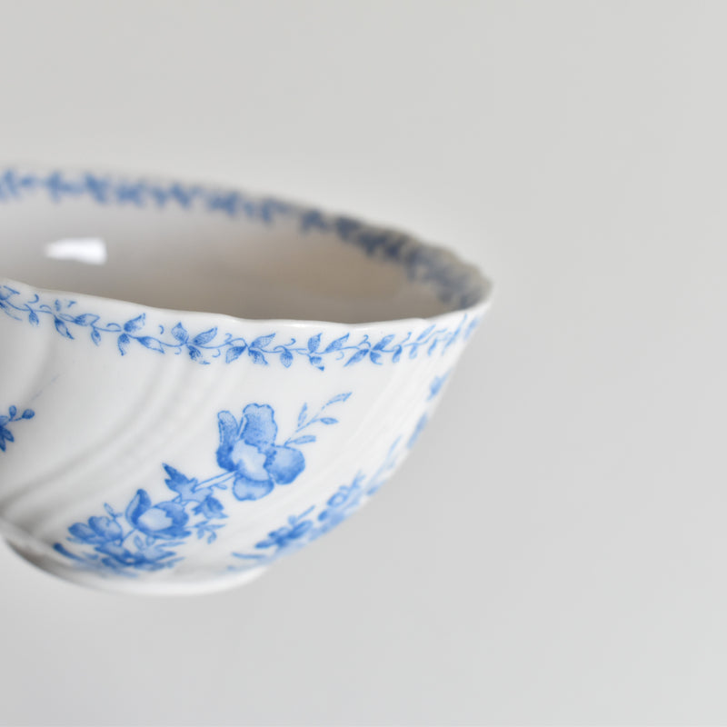 Antique Cup & Saucer Sarreguemines Perles Fleurs Bleues A