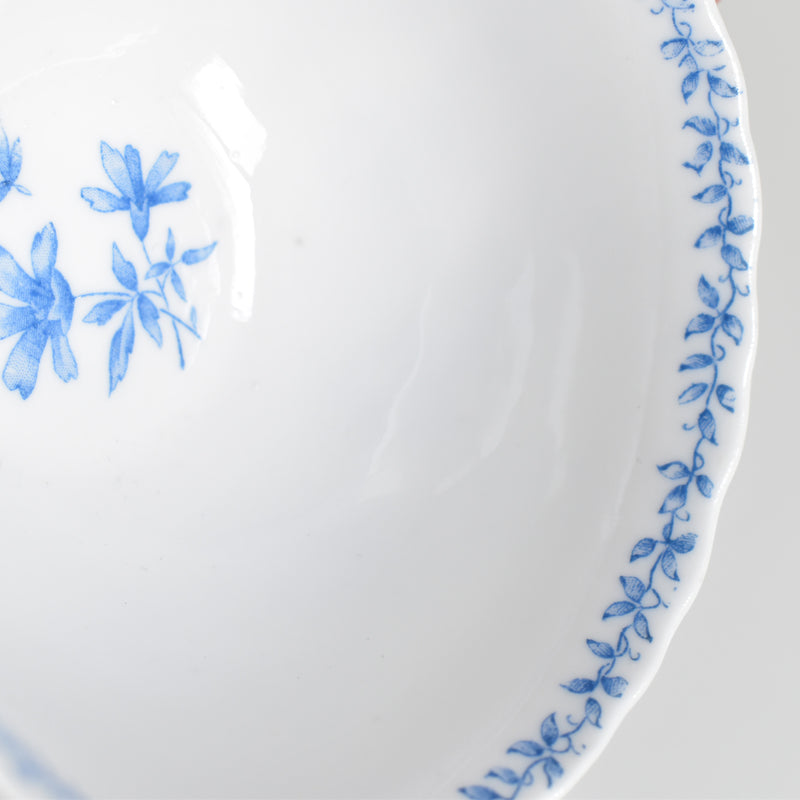 Antique Cup & Saucer Sarreguemines Perles Fleurs Bleues A