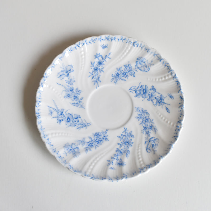 Antique Cup & Saucer Sarreguemines Perles Fleurs Bleues B