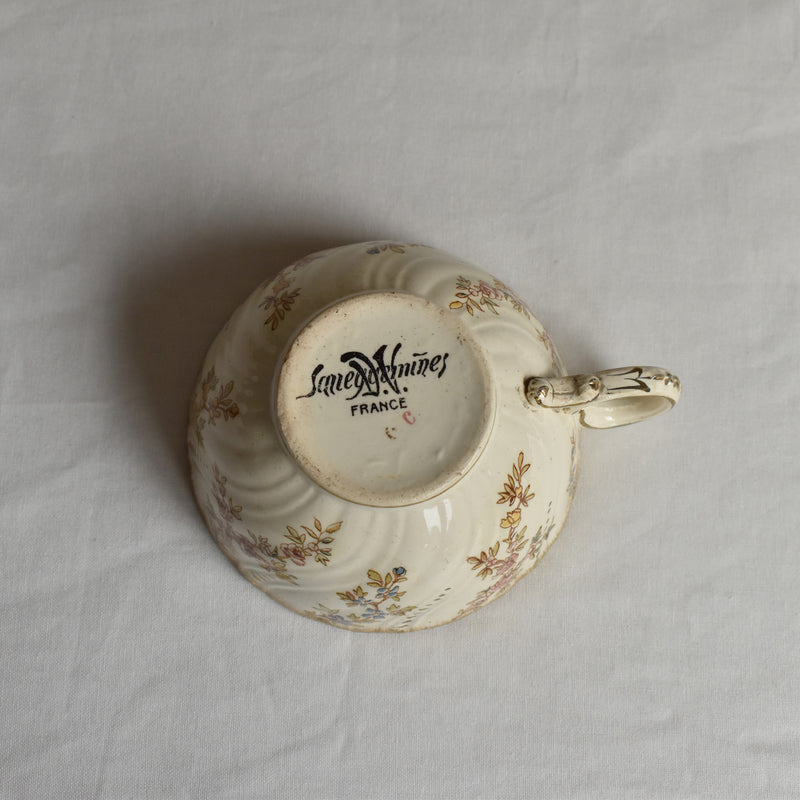 Antique Cup & Saucer U&C Sarreguemines Louis XV B
