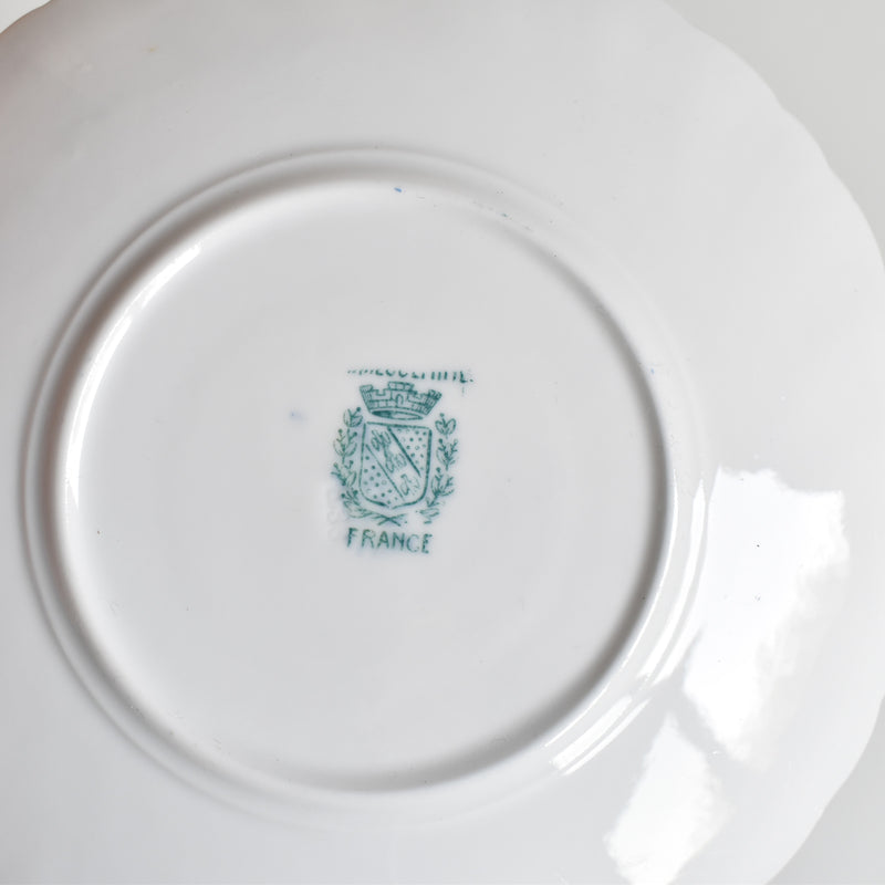 Antique Cup & Saucer Sarreguemines Perles Fleurs Bleues B