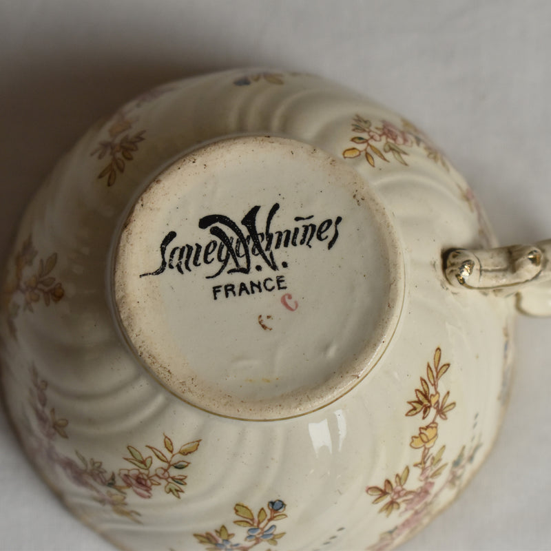 Antique Cup & Saucer U&C Sarreguemines Louis XV B