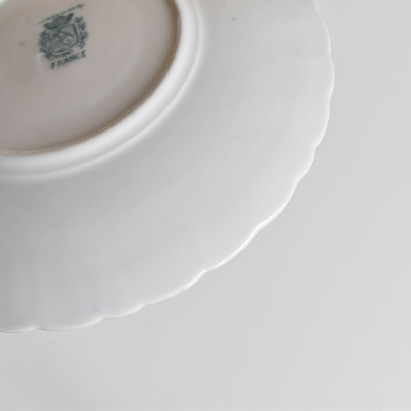 Antique Cup & Saucer Sarreguemines Perles Fleurs Bleues B