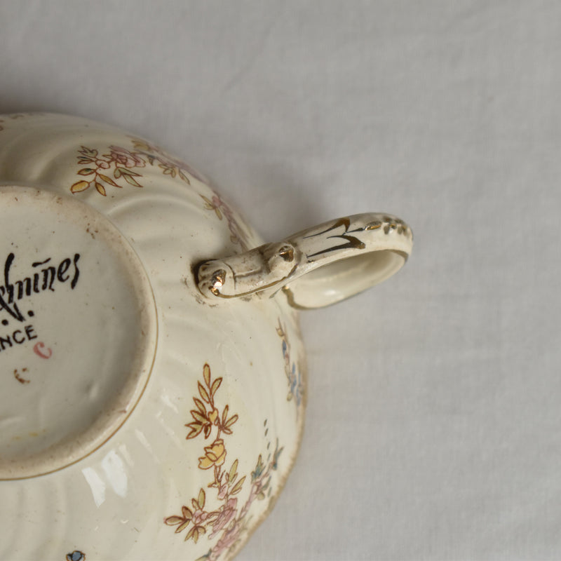 Antique Cup & Saucer U&C Sarreguemines Louis XV B