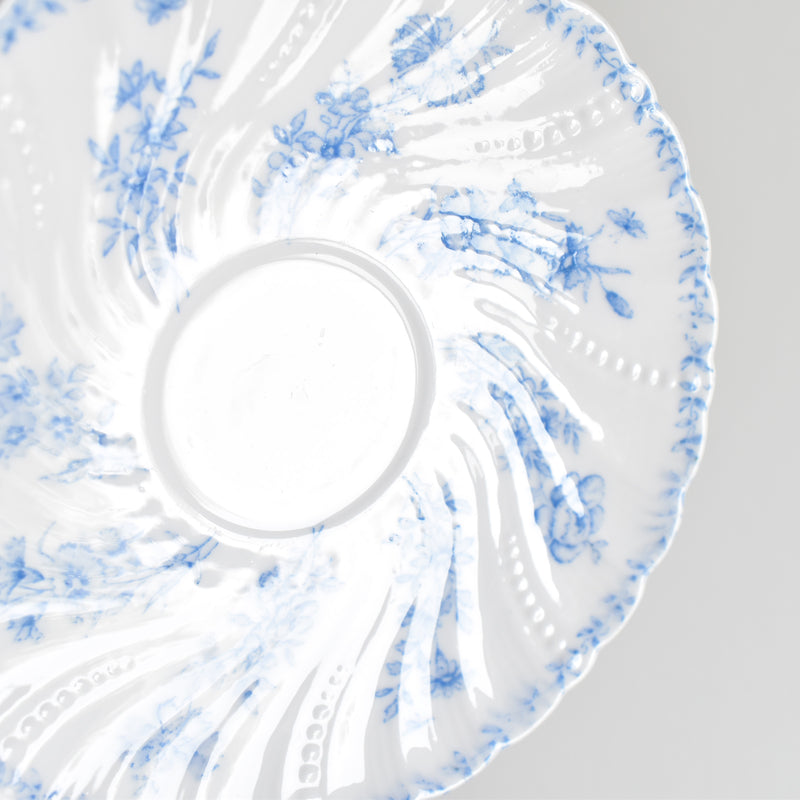 Antique Cup & Saucer Sarreguemines Perles Fleurs Bleues B