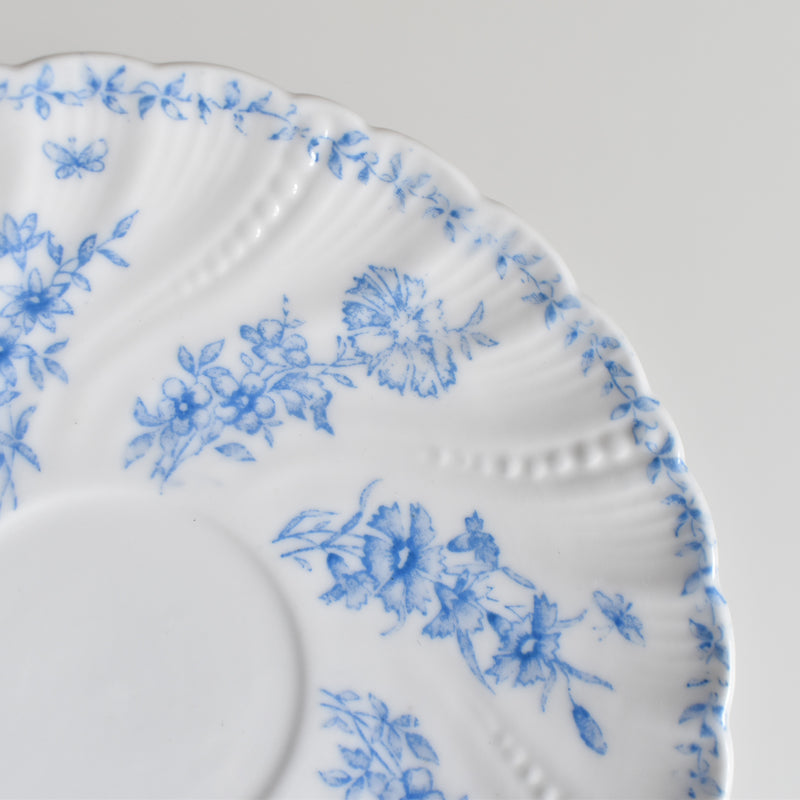 Antique Cup & Saucer Sarreguemines Perles Fleurs Bleues B