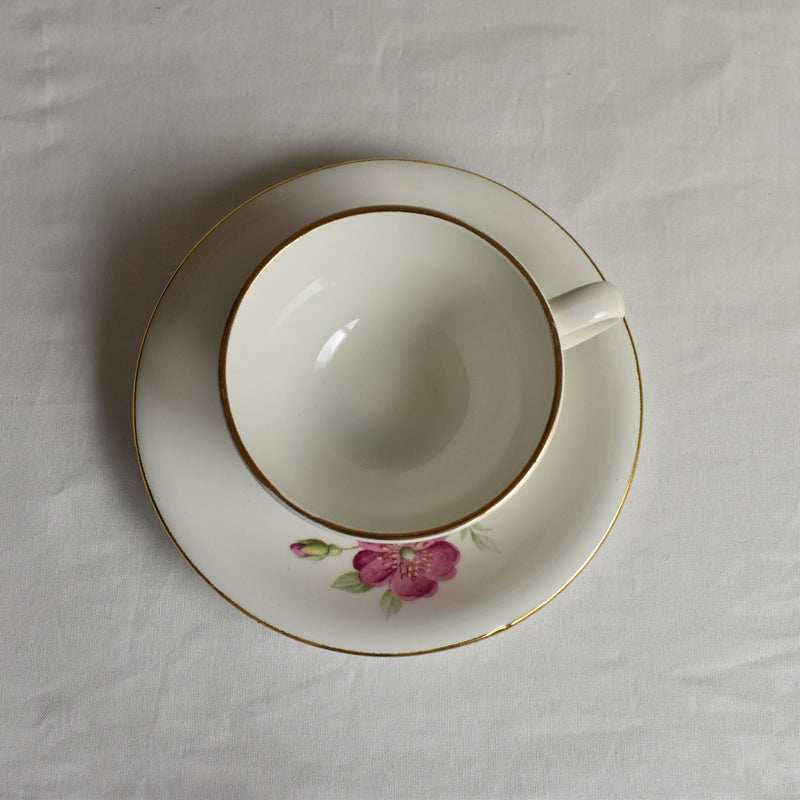 Vintage Gien Rosine Cup & Saucer A