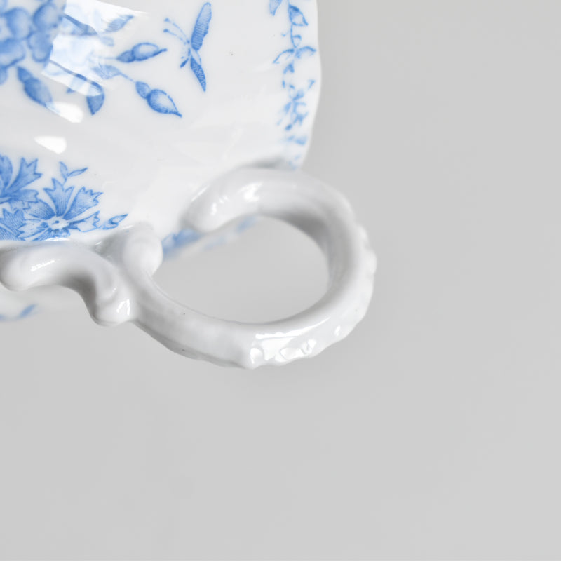 Antique Cup & Saucer Sarreguemines Perles Fleurs Bleues B