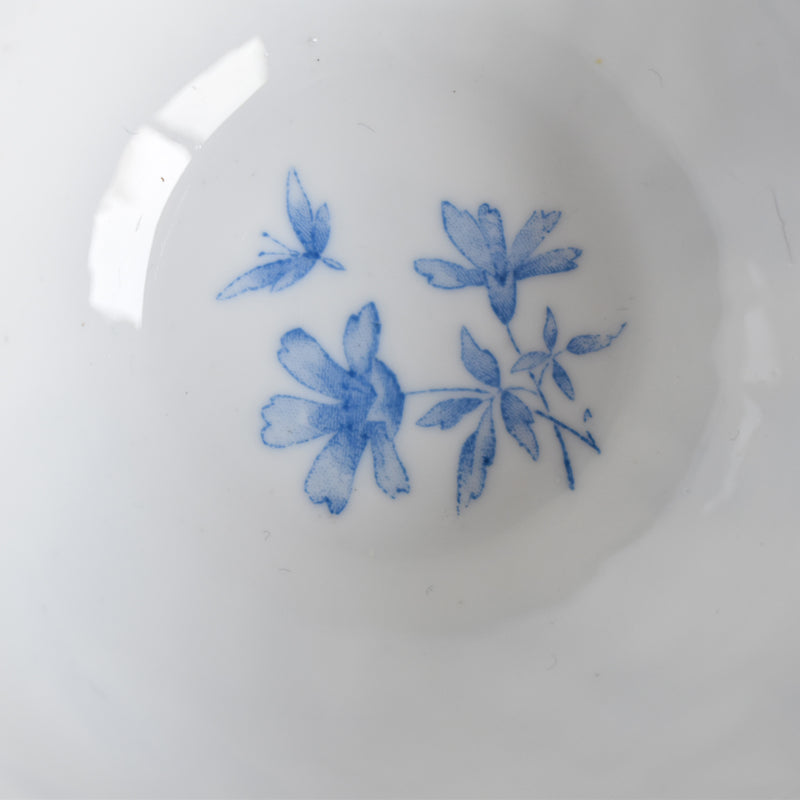 Antique Cup & Saucer Sarreguemines Perles Fleurs Bleues B