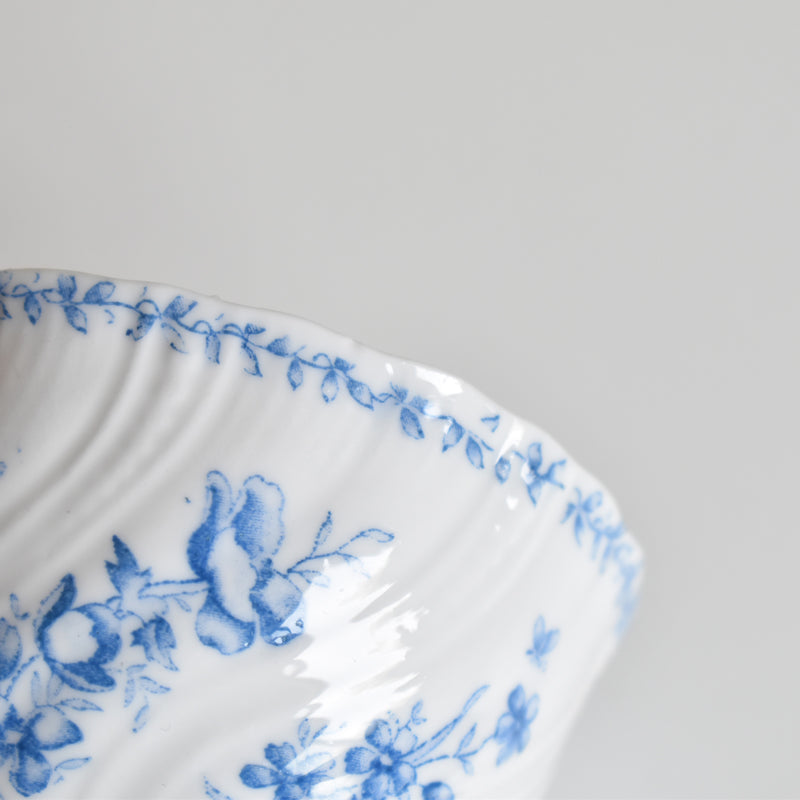 Antique Cup & Saucer Sarreguemines Perles Fleurs Bleues B