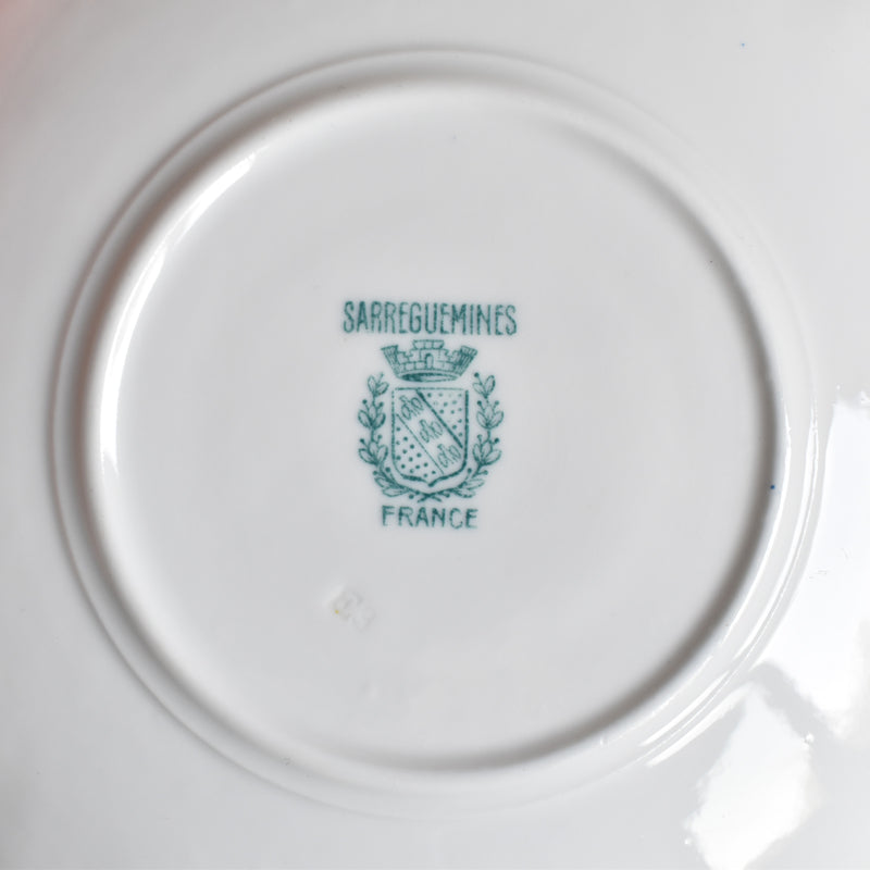 Antique Cup & Saucer Sarreguemines Perles Fleurs Bleues C