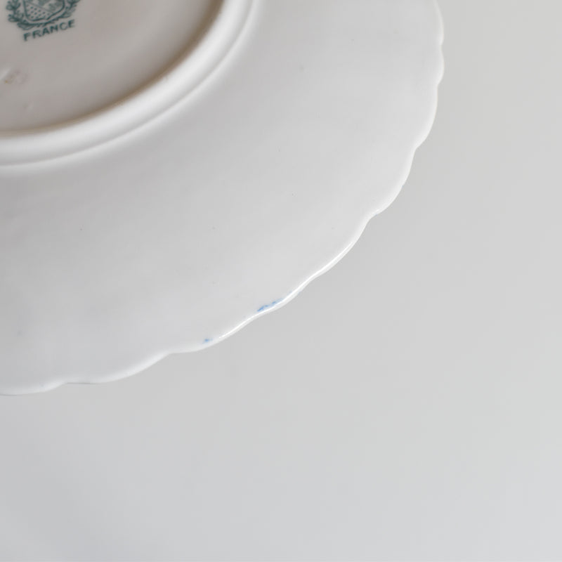Antique Cup & Saucer Sarreguemines Perles Fleurs Bleues C
