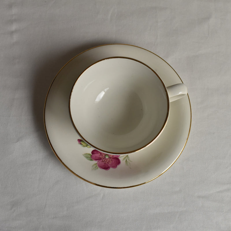 Vintage Cup & Saucer, Gien Rosine B