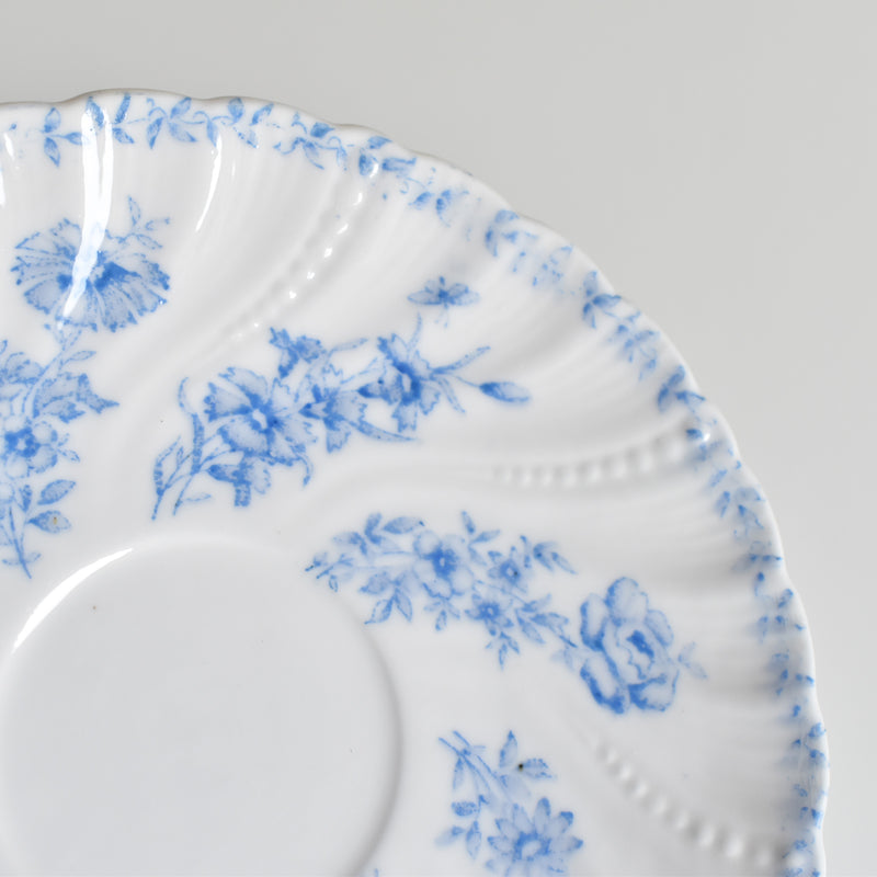Antique Cup & Saucer Sarreguemines Perles Fleurs Bleues C