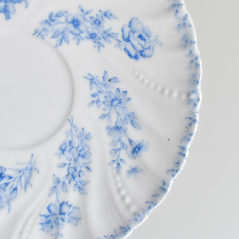 Antique Cup & Saucer Sarreguemines Perles Fleurs Bleues C