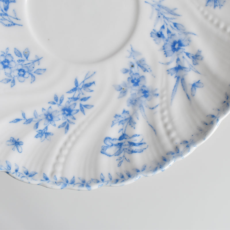 Antique Cup & Saucer Sarreguemines Perles Fleurs Bleues C