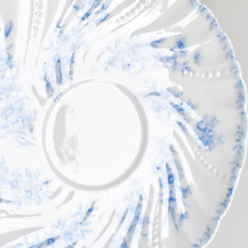 Antique Cup & Saucer Sarreguemines Perles Fleurs Bleues C