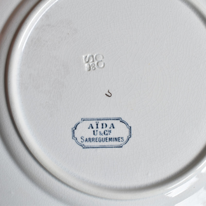 Antique Plate U&C Sarreguemines Aïda D