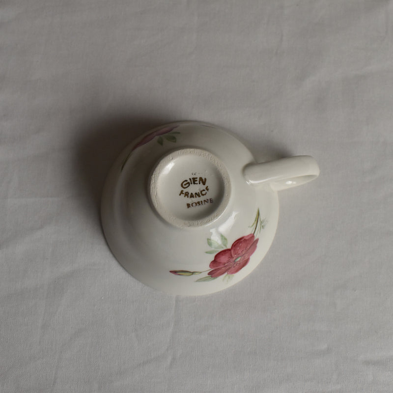 Vintage Cup & Saucer, Gien Rosine B