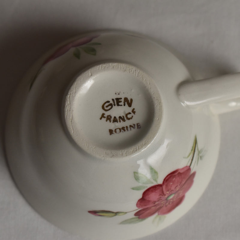 Vintage Cup & Saucer, Gien Rosine B