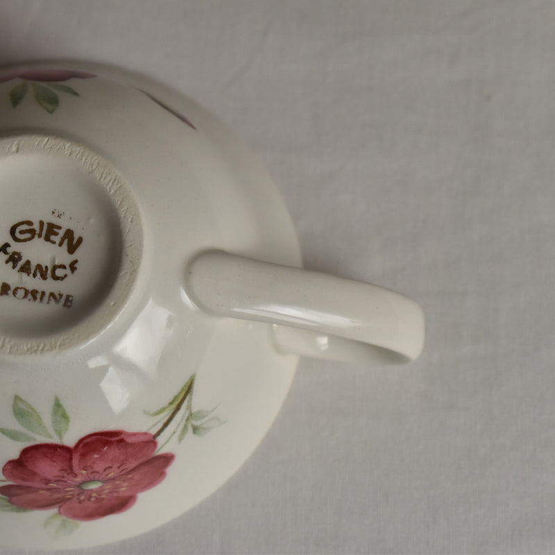 Vintage Cup & Saucer, Gien Rosine B