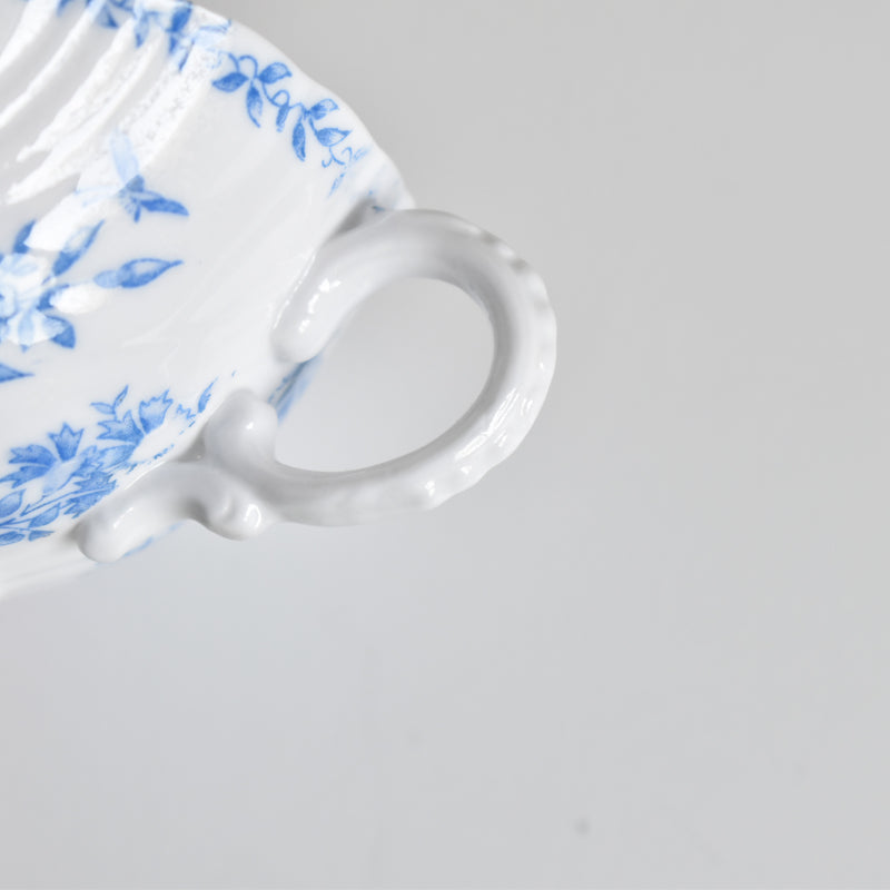 Antique Cup & Saucer Sarreguemines Perles Fleurs Bleues C