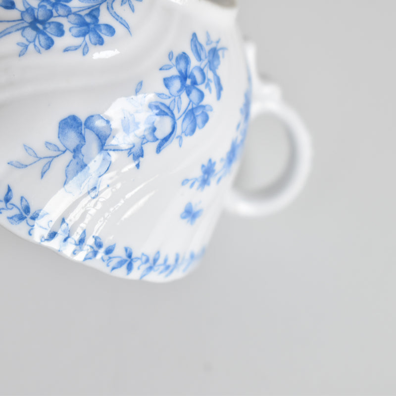 Antique Cup & Saucer Sarreguemines Perles Fleurs Bleues C