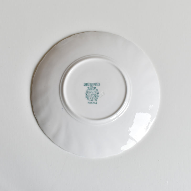 Antique cup and saucer, Sarreguemines Perles fleurs bleues D