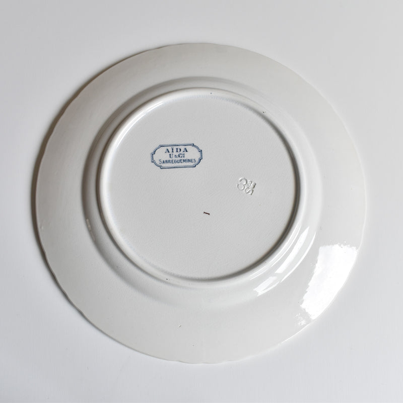 Antique Plate U&C Sarreguemines Aïda E