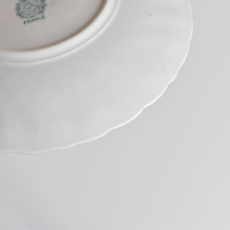 Antique cup and saucer, Sarreguemines Perles fleurs bleues D