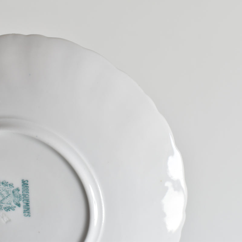 Antique cup and saucer, Sarreguemines Perles fleurs bleues D