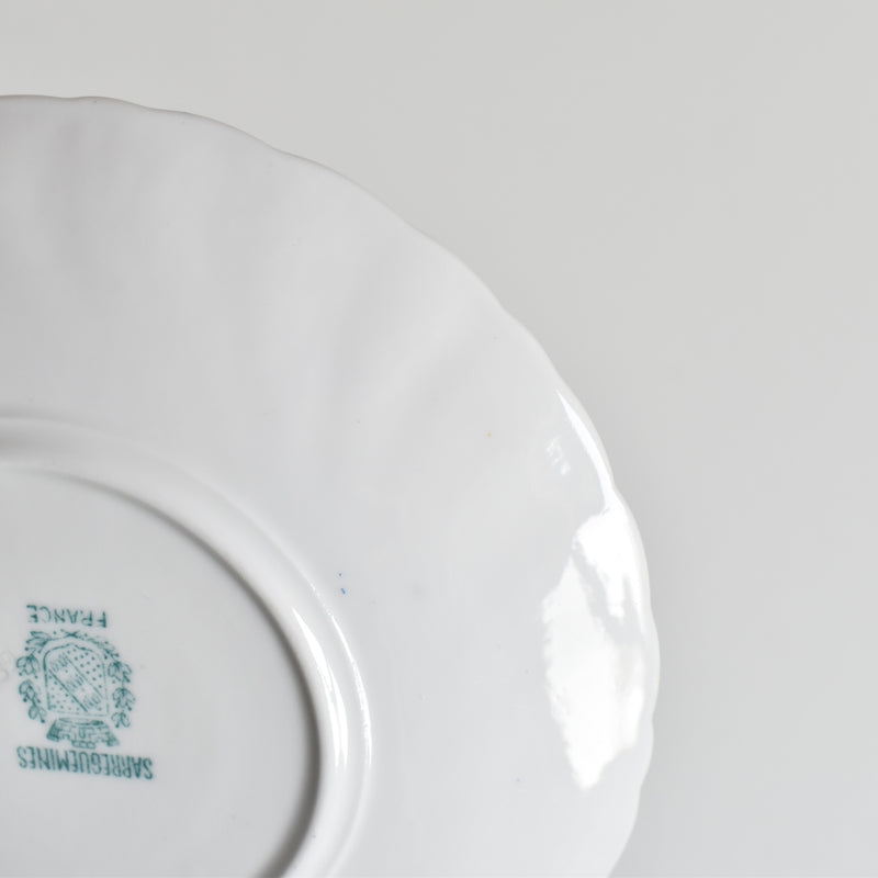 Antique cup and saucer, Sarreguemines Perles fleurs bleues D