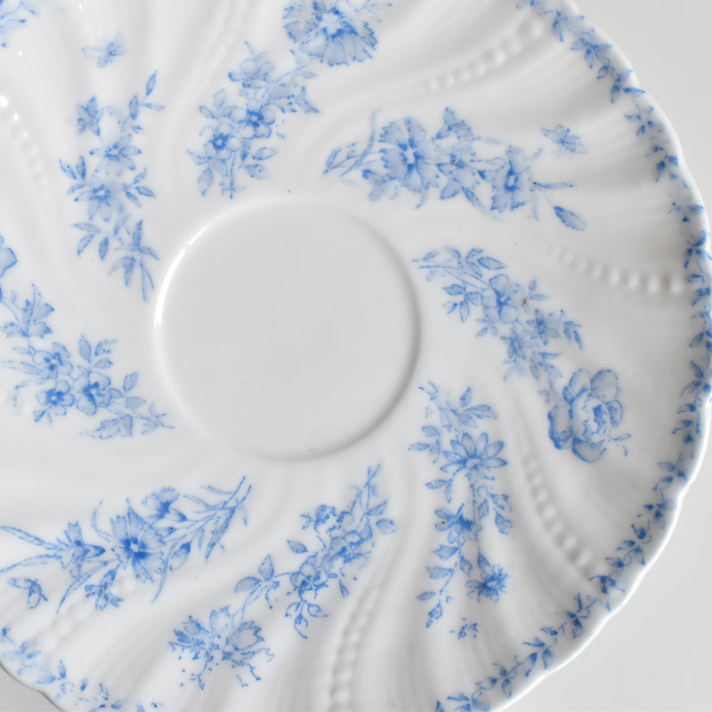 Antique cup and saucer, Sarreguemines Perles fleurs bleues D