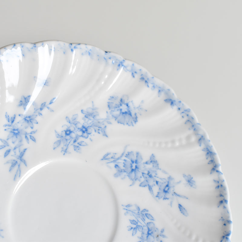 Antique cup and saucer, Sarreguemines Perles fleurs bleues D