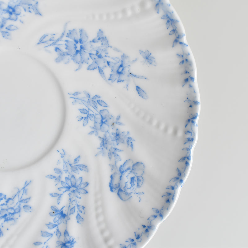 Antique cup and saucer, Sarreguemines Perles fleurs bleues D