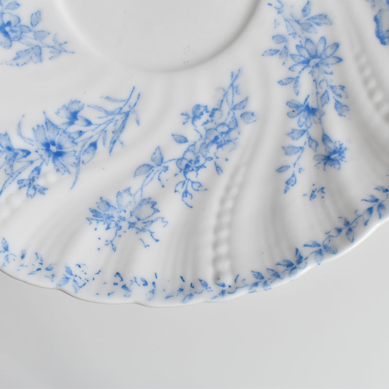 Antique cup and saucer, Sarreguemines Perles fleurs bleues D