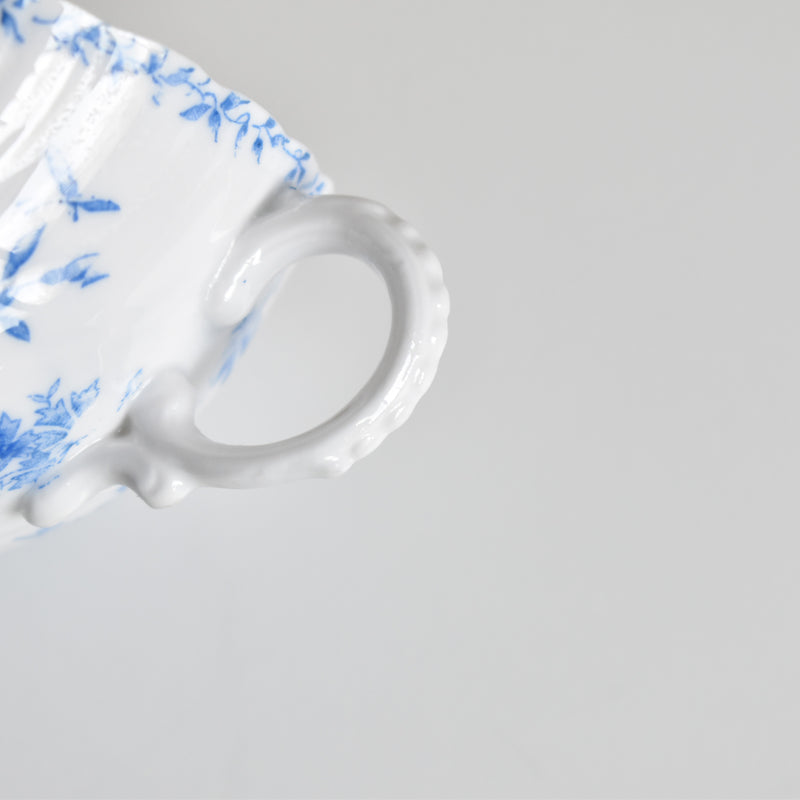 Antique cup and saucer, Sarreguemines Perles fleurs bleues D