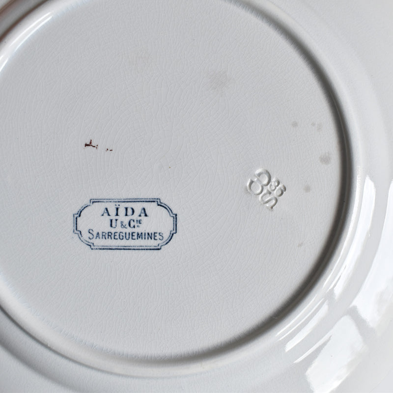 Antique Plate U&C Sarreguemines Aïda F