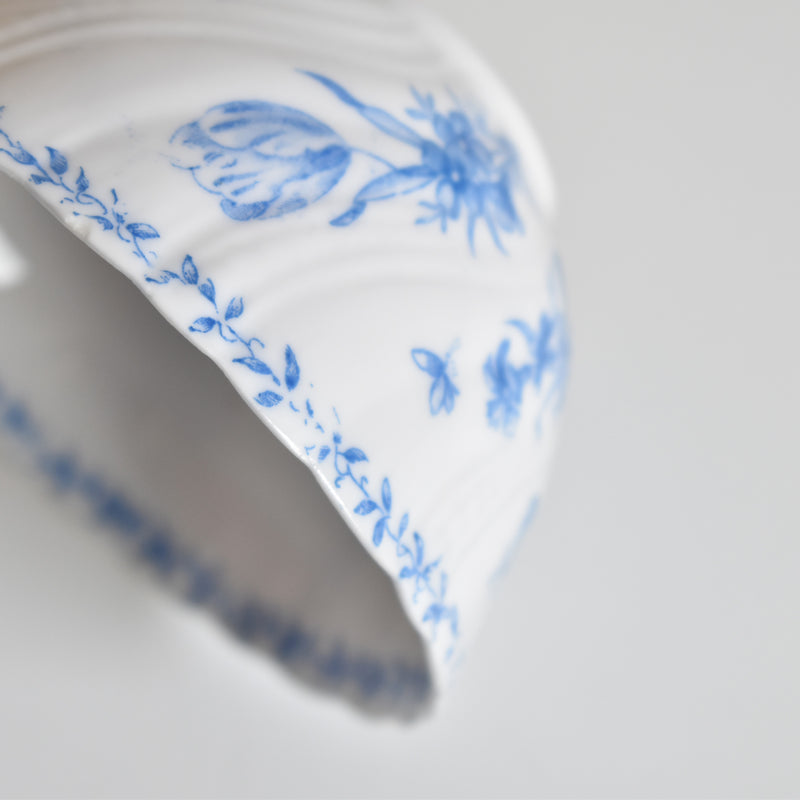Antique cup and saucer, Sarreguemines Perles fleurs bleues D