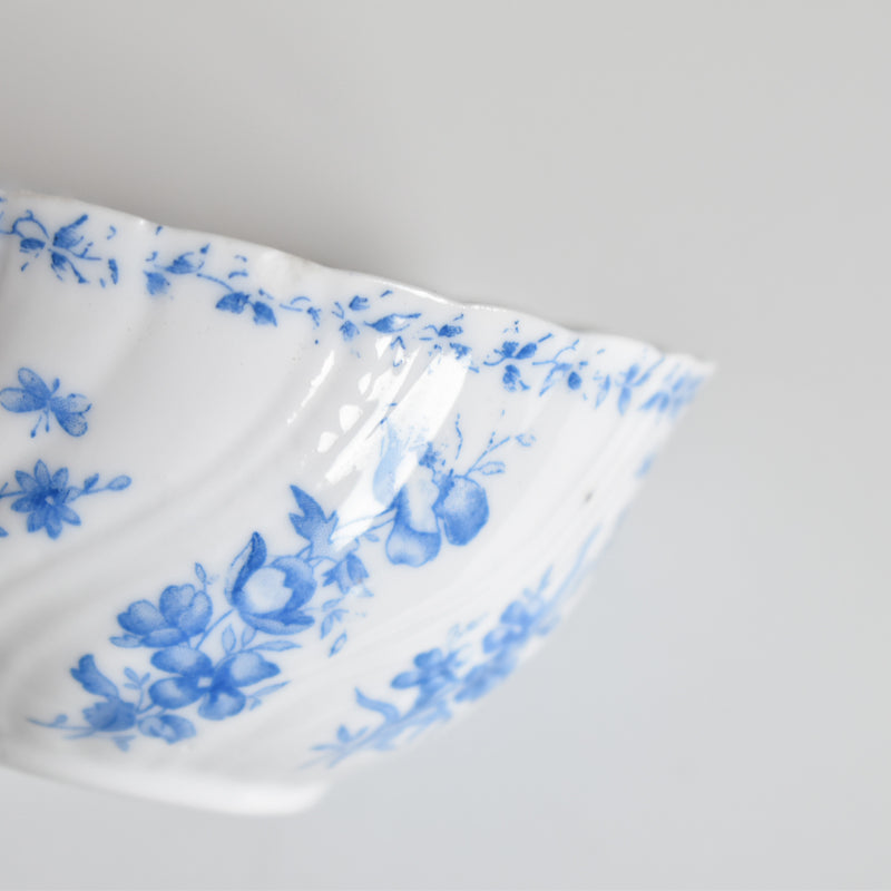 Antique cup and saucer, Sarreguemines Perles fleurs bleues D