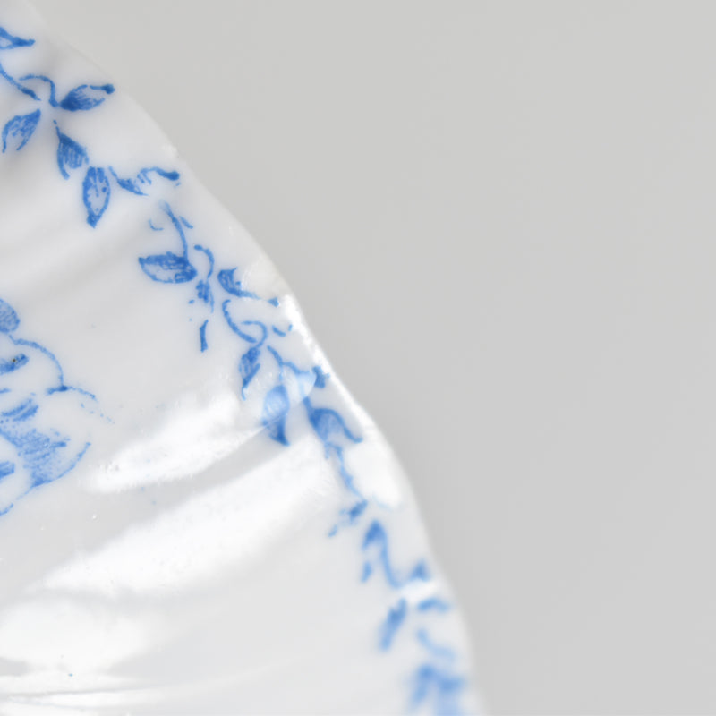 Antique cup and saucer, Sarreguemines Perles fleurs bleues D