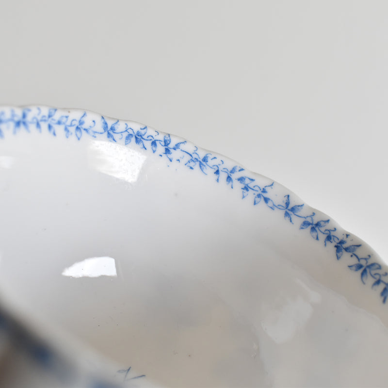 Antique cup and saucer, Sarreguemines Perles fleurs bleues D