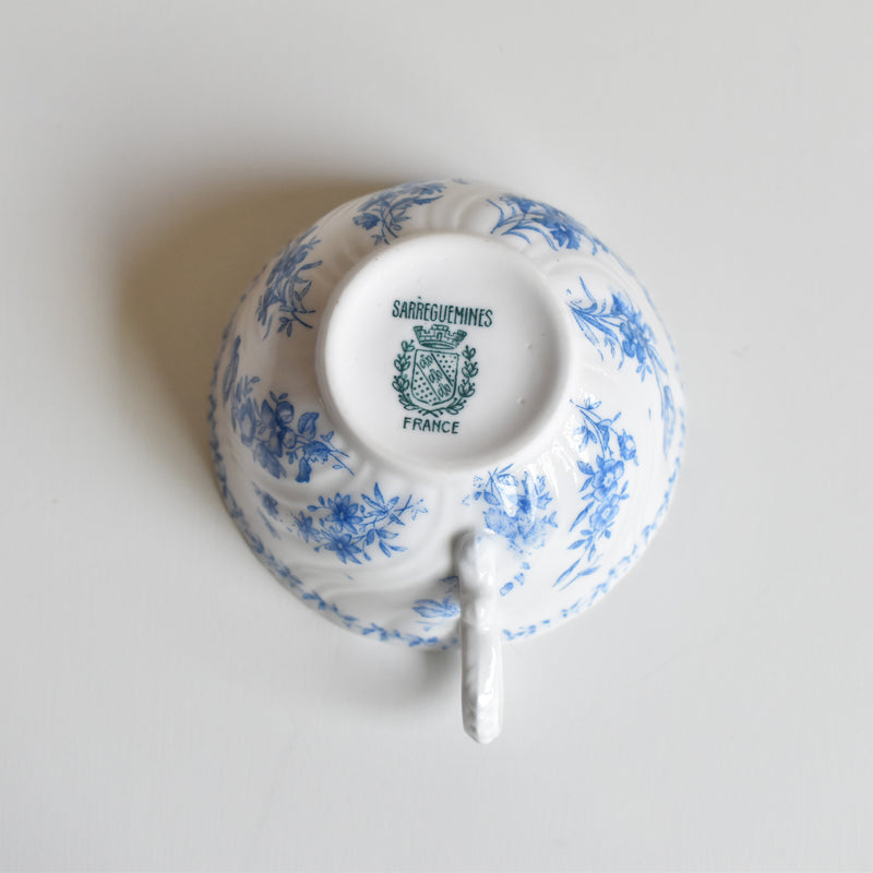 Antique Cup Sarreguemines Perles Fleurs Bleues A