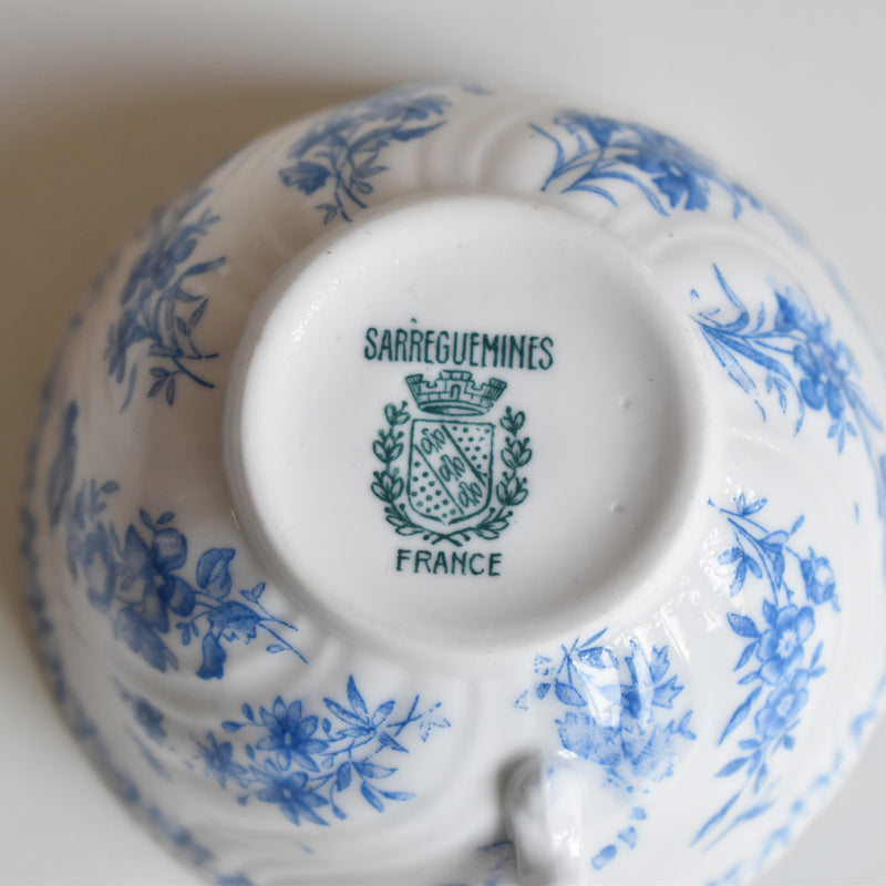Antique Cup Sarreguemines Perles Fleurs Bleues A