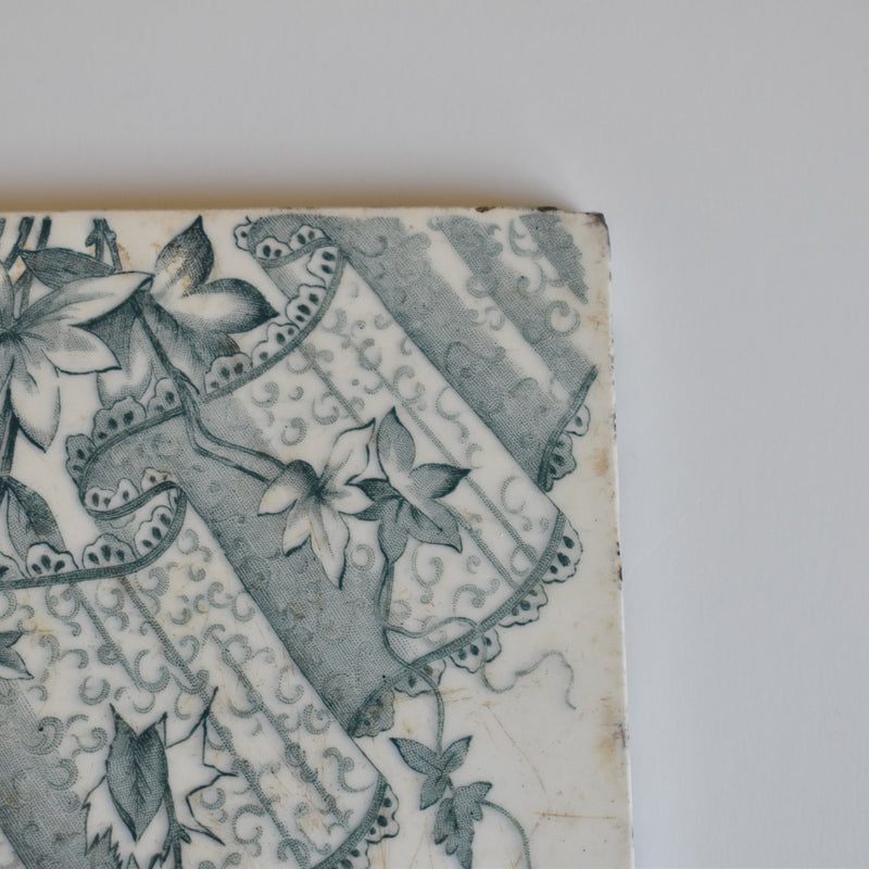 Antique Tile: Longwy Dentelle B