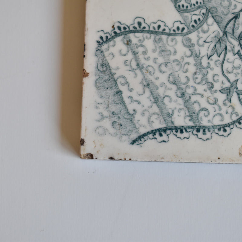 Antique Tile: Longwy Dentelle B