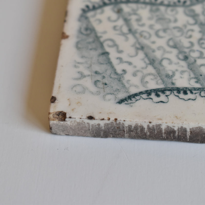Antique Tile: Longwy Dentelle B