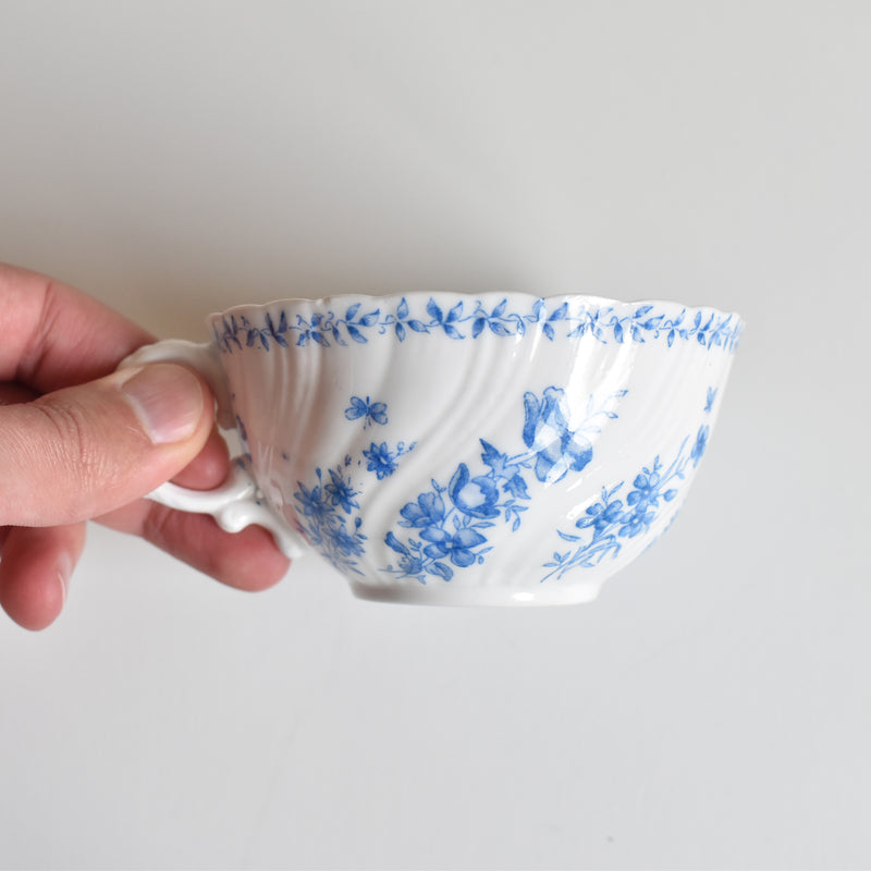 Antique Cup Sarreguemines Perles Fleurs Bleues A