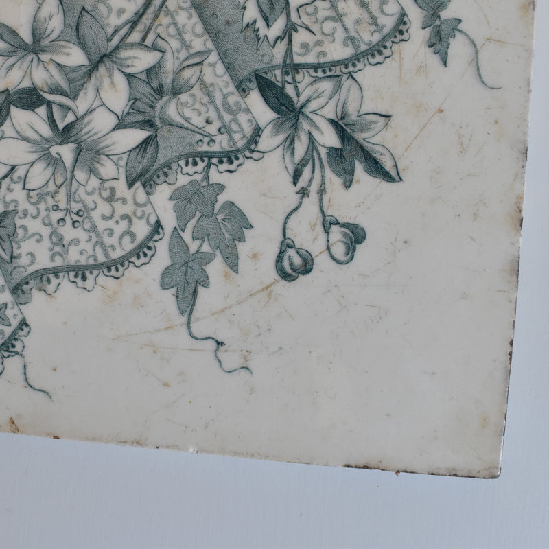 Antique Tile: Longwy Dentelle B